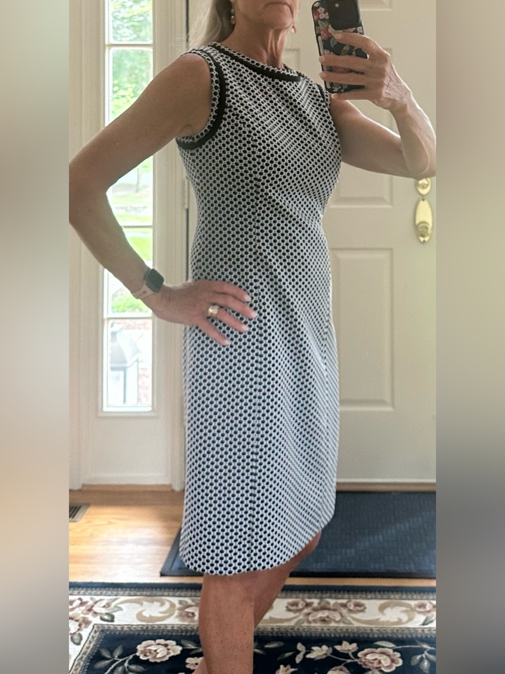 Nipon Boutique Black & White Polka Dot Midi Sheath Dress